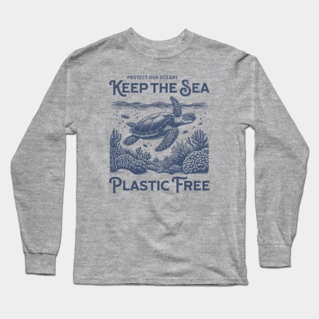 Sea Turtle Protect Our Oceans Keep the Sea Plastic Free Long Sleeve T-Shirt by daisyblue